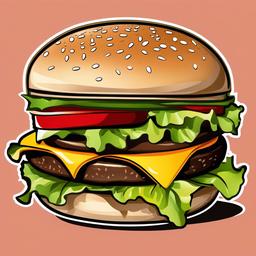 Burger clipart - classic cheeseburger with lettuce and tomato  