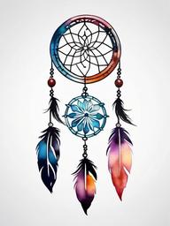 Dreamcatcher Tattoo Watercolor - Dreamcatcher tattoo with a watercolor effect.  simple vector tattoo,minimalist,white background