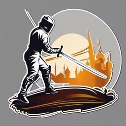 Fencing Sword Sticker - Dueling precision, ,vector color sticker art,minimal