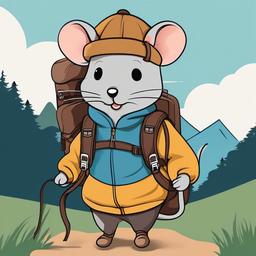 Mouse clipart - mouse with a backpack ready for an adventure  color,minimalist,vector clipart