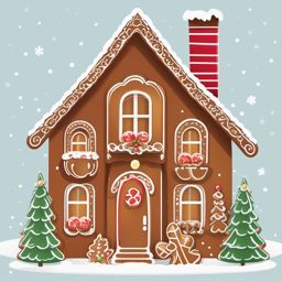 Gingerbread House Clipart,Illustrating a cozy holiday home with gingerbread house clipart  simple, 2d flat