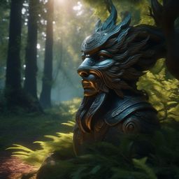 Guardian spirit protects hidden grove with sentient trees. hyperrealistic,8k,Macro f/4.0
