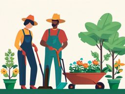 Gardening Together clipart - Family gardening together, ,vector color clipart,minimal