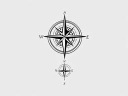 Small Feminine Compass Tattoo - Small-sized and feminine compass tattoo.  simple vector tattoo,minimalist,white background