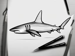 drawing of Spinner shark  minimal rough sketch scribbles,doodles,black and white