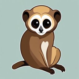 Slow Loris Clip Art - Slow loris with large round eyes,  color vector clipart, minimal style