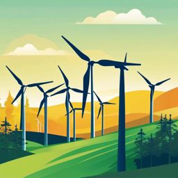 Renewable Energy Wind Farm clipart - Renewable energy wind farm, ,vector color clipart,minimal