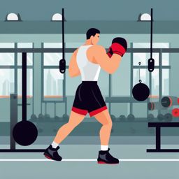 Boxer training in the gym clipart  simple, 2d flat