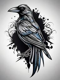 gothic crow tattoo  simple vector color tattoo