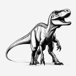 drawing of a Allosaurus dinosaur  minimal rough sketch scribbles,doodles,black and white