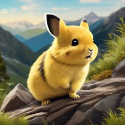 Pika Clipart in the Mountains,Adorable pika in the mountainous terrain, signifying endurance and solitude. 