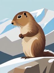 Arctic Ground Squirrel Clip Art - Arctic ground squirrel in the tundra,  color vector clipart, minimal style