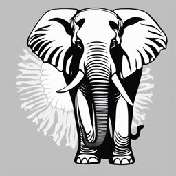 elephant clipart black and white - showcasing its majestic presence. 