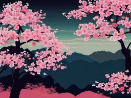 Pretty Wallpapers - Blooming Cherry Blossom Trees in Kyoto wallpaper, abstract art style, patterns, intricate