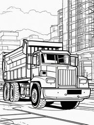 Construction Vehicle Coloring Pages - Big Trucks at a Construction Site  minimal black outline printable sheet, coloring page