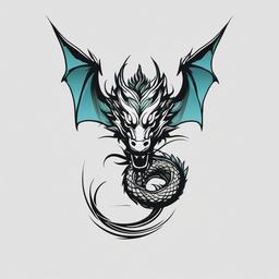 Dragon Simple Tattoo - Minimalistic and simple dragon tattoo design.  simple color tattoo,minimalist,white background