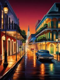 new orleans french quarter - create a night scene of the new orleans french quarter, with its lively jazz music, historic architecture, and vibrant nightlife. 