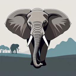 African Elephant clipart - Largest land animal with iconic ears, ,vector color clipart,minimal