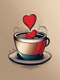 Coffee cup and heart tattoo: Love brewed in simplicity.  simple color tattoo style