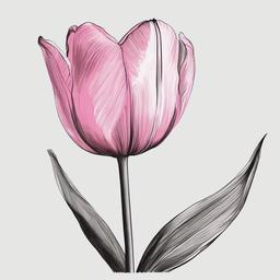 drawing of a pink tulip  minimal rough sketch scribbles,doodles,black and white