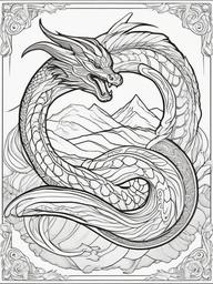 Jörmungandr Coloring Pages - Giant World Serpent of Norse Myth  minimal black outline printable sheet, coloring page