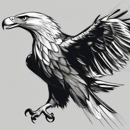 drawing of an eagle with its talons out  minimal rough sketch scribbles,doodles,black and white