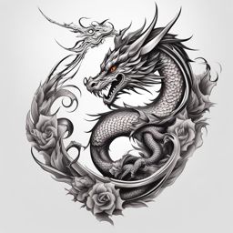 Dragon on shoulder tattoo, Artistic dragon tattoos designed for the shoulders.  color, tattoo style pattern, clean white background