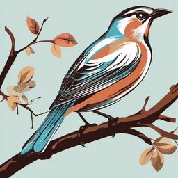 Bird clipart - bird perched on a branch  