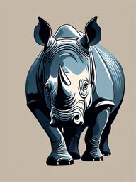 Rhinoceros Clip Art - Sturdy rhinoceros with a horn,  color vector clipart, minimal style