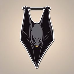 Bat Sticker - A bat hanging upside down, ,vector color sticker art,minimal