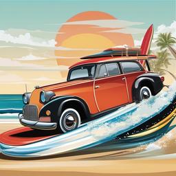 Car clipart - car with a surfboard on top  