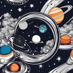 space exploration - design a cosmic tattoo inspired by space, featuring planets, stars, and galaxies. 