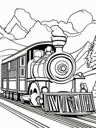 Santa Riding a Train Coloring Pages - Delivering Presents by Train  minimal black outline printable sheet, coloring page