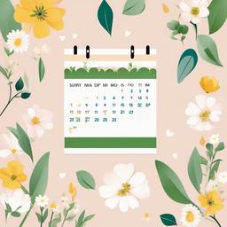 Calendar clipart - calendar showing the first day of spring  color,minimalist,vector clipart