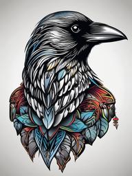 crow head tattoo design  simple vector color tattoo