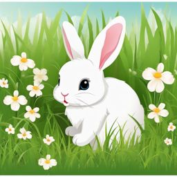 Rabbit Clipart, Cute and fluffy bunnies hopping in the grass. 
