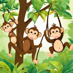 Monkey Clipart, Cheeky monkeys swinging through the trees. 