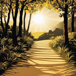 Sunshine clipart - sunshine casting shadows on a path  