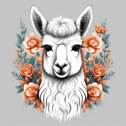 Alpaca tattoo, Adorable alpaca tattoo, symbolizing comfort and warmth. , tattoo color art, clean white background