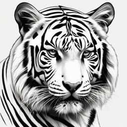 drawing of a white tiger  minimal rough sketch scribbles,doodles,black and white