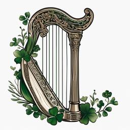 irish harp tattoo  simple color tattoo,minimal,white background