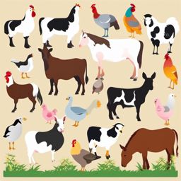 Farm Animal Pairs clipart - Various farm animal pairs, ,vector color clipart,minimal