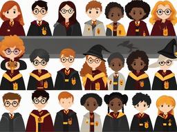 Harry Potter clipart - Hogwarts students in robes  color,minimalist,vector clipart