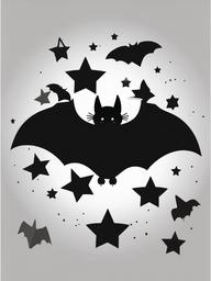 Bat clipart - bat surrounded by stars  