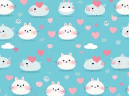 Cute Light Blue Wallpapers-Pastel blue with tiny cartoon animals and hearts, perfect for a fun background  background wallpaper