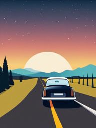 Road Sign and Car Emoji Sticker - On the open road, , sticker vector art, minimalist design