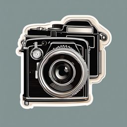 Camera Sticker - Vintage camera illustration, ,vector color sticker art,minimal