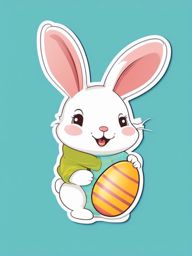 Easter sticker- Bunny Hop Fun, , sticker vector art, minimalist design