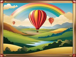 balloon clipart: soaring high above a picturesque landscape. 