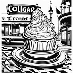 ice cream clipart black and white in an ice cream parlor - irresistibly melting. 